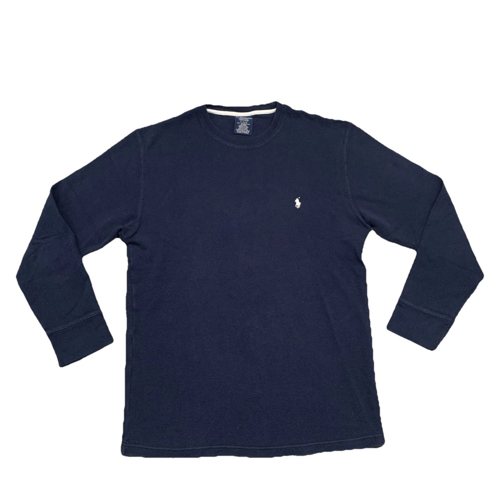 Polo Ralph Lauren Shirt Waffle Knit Thermal Sleepwear Crew Neck Navy Blue Men XL